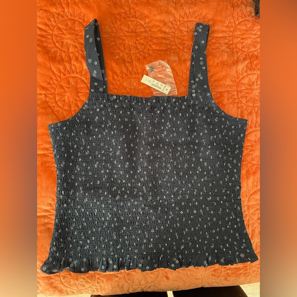 NWT Madewell floral ruched & ruffled tanktop